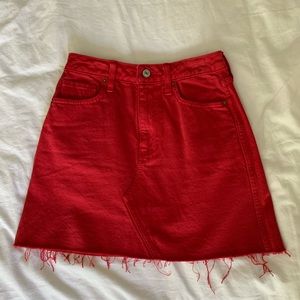 Abercrombie & Fitch Red Denim Skirt